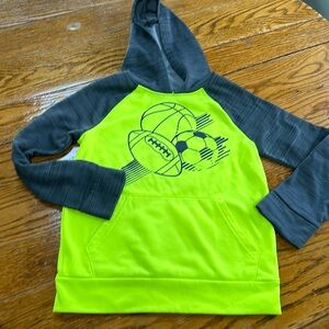 Jumping Beans boys hoodie sweatshirt. Sports theme. Neon yellow/gray. Size 8.